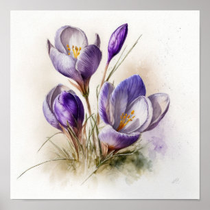 Poster d'impression de l'art de fleurs de crocus v