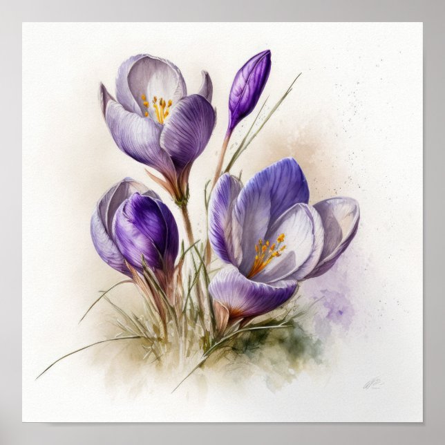 Poster d'impression de l'art de fleurs de crocus v (Devant)