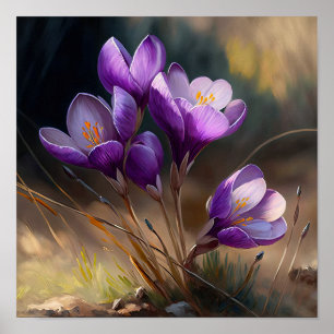 Poster d'impression de l'art de fleurs de crocus v