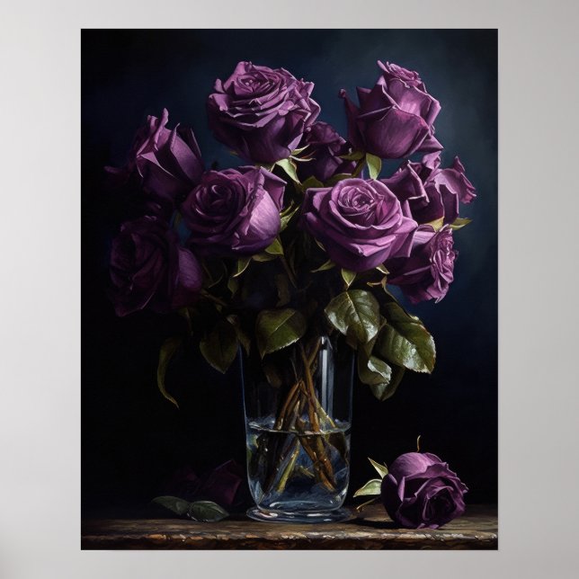 Poster d'impression de l'art de fleurs Roses viole (Devant)
