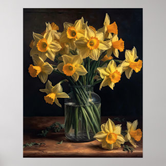 Poster d'impression de l'art de la jonquille jaune