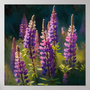 Poster d'impression de l'art de la lupine violette