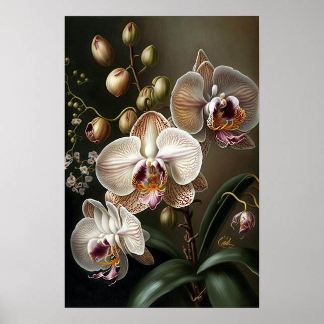 Poster d'impression de l'art de l'orchidée blanche (Devant)