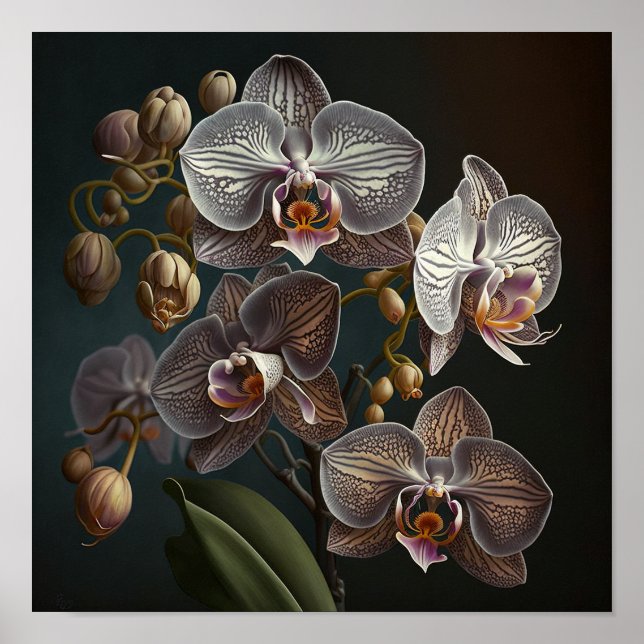 Poster d'impression de l'art de l'orchidée blanche (Devant)