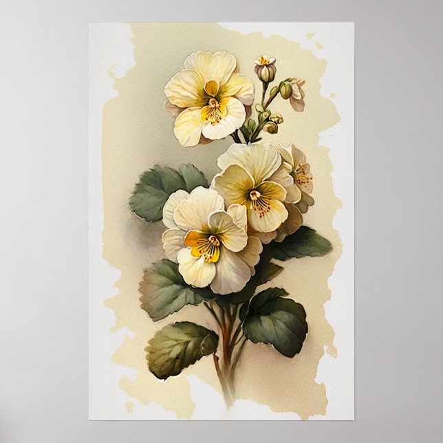 Poster d'impression de l'art de Primrose blanche (Devant)