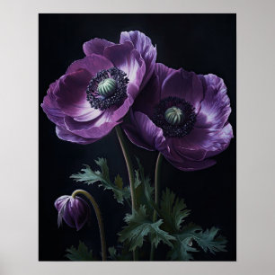 Poster d'impression de l'art des fleurs d'anémones