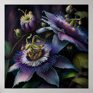Poster d'impression de l'art des fleurs de mauve-p