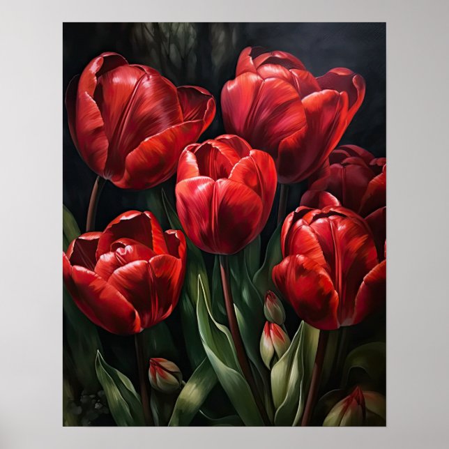 Poster d'impression de l'art des fleurs de tulipes (Devant)