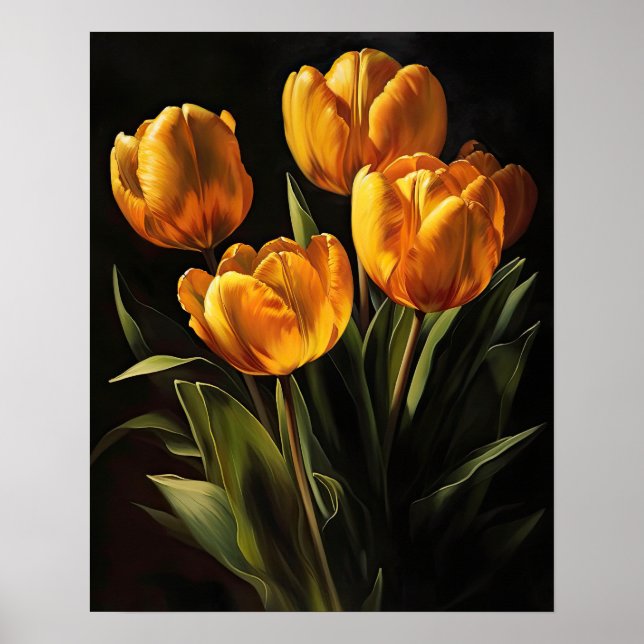 Poster d'impression de l'art des fleurs de tulipes (Devant)