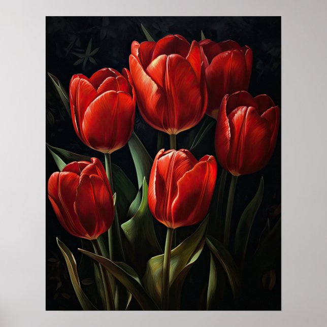 Poster d'impression de l'art des fleurs de tulipes (Devant)