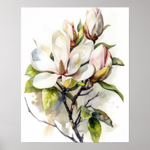 Poster d'impression de l'art des fleurs Magnolia