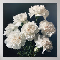 Poster d'impression de l'art des oeillets blancs