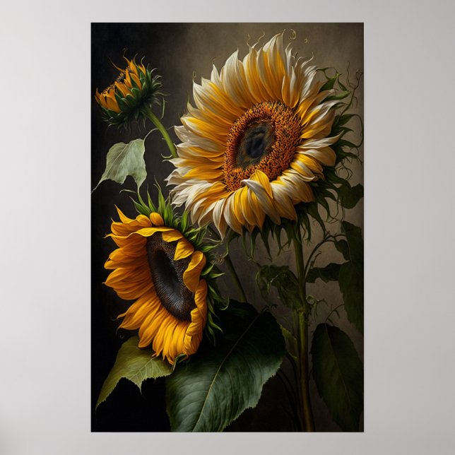 Poster d'impression de l'art des tournesols jaunes (Devant)