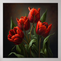 Poster d'impression de l'Art des Tulipes Rouges