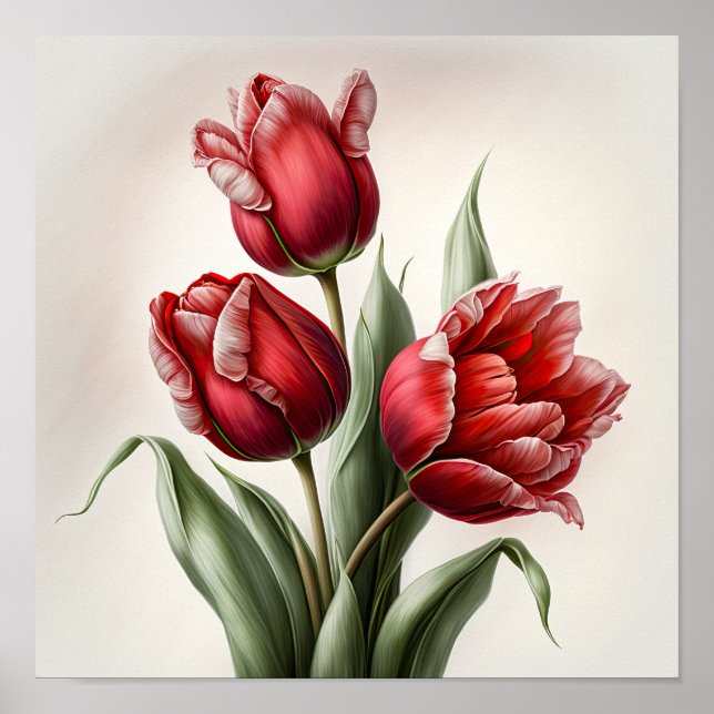 Poster d'impression de l'Art des Tulipes Rouges (Devant)