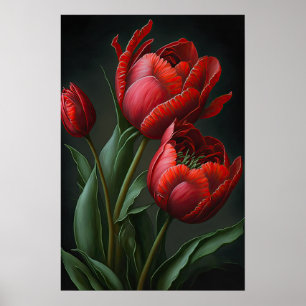 Poster d'impression de l'Art des Tulipes Rouges