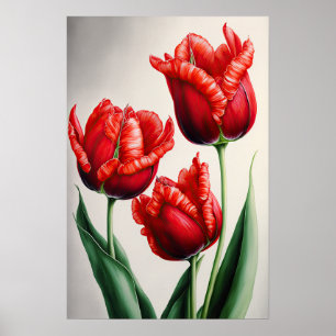 Poster d'impression de l'Art des Tulipes Rouges
