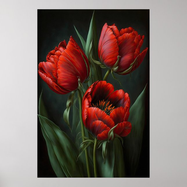 Poster d'impression de l'Art des Tulipes Rouges (Devant)