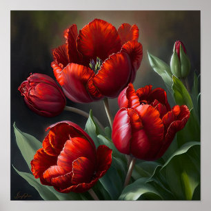 Poster d'impression de l'Art des Tulipes Rouges