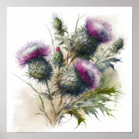 Poster d'impression de l'art du chardon violet
