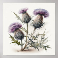 Poster d'impression de l'art du chardon violet