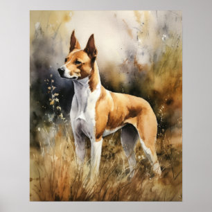 Poster d'impression de l'art du chien Basenji