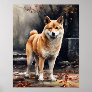 Poster d'impression de l'art du chien Cute Shiba I