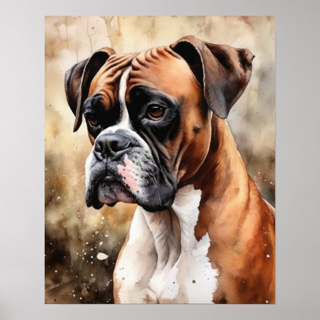Poster d'impression de l'art du chien de boxe (Devant)