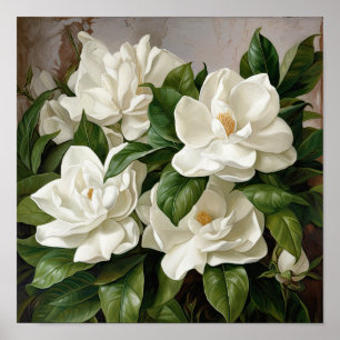 Poster d'impression de l'Art Fleuri Gardenias Blan