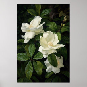 Poster d'impression de l'Art Fleuri Gardenias Blan