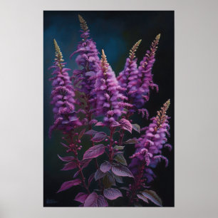 Poster d'impression de l'art floral violet Astilbe