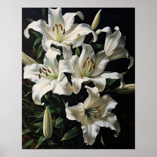 Poster d'impression de l'Art Lily Fleurs blanches