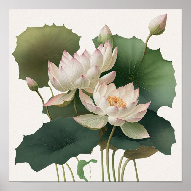 Poster d'impression de l'art Lotus Blanc (Devant)