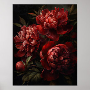 Poster d'impression de l'art Red Peony Flowers