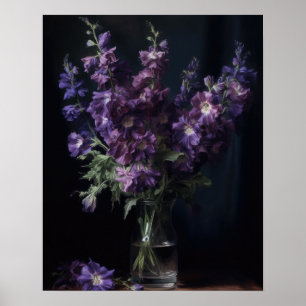 Poster d'impression de l'art violet en Delphinium