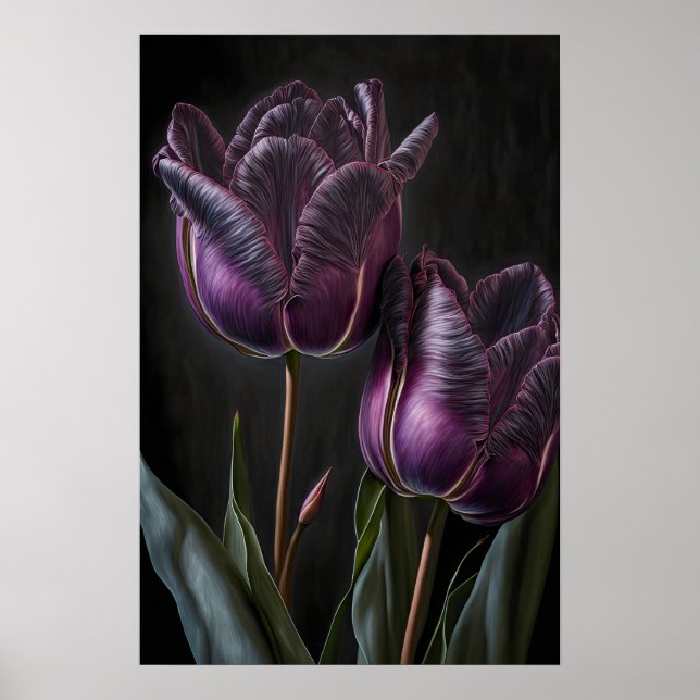 Poster d'impression de papier Tulipes violettes (Devant)