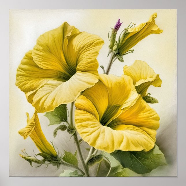 Poster d'impression de pétunias jaune (Devant)