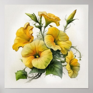 Poster d'impression de pétunias jaune