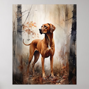 Poster d'impression de Redbone Coonhound Dog Art