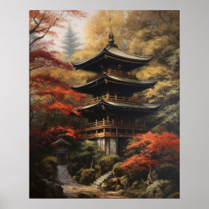 Poster d'impression de Temple Bouddhiste Japonais