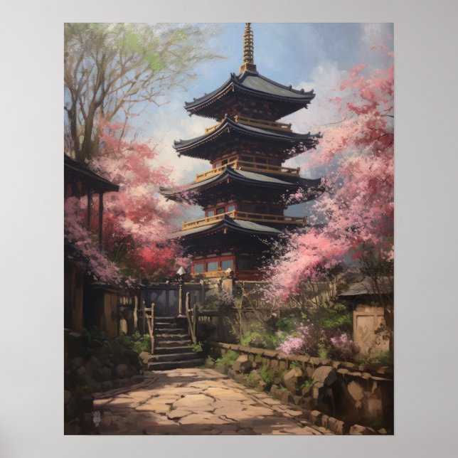 Poster d'impression de Temple Bouddhiste Japonais (Devant)