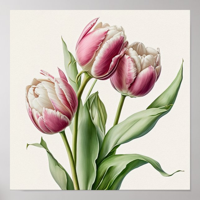 Poster d'impression de Tulipes roses (Devant)