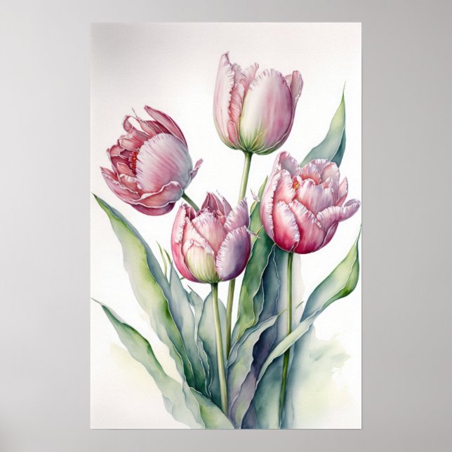 Poster d'impression de Tulipes roses (Devant)