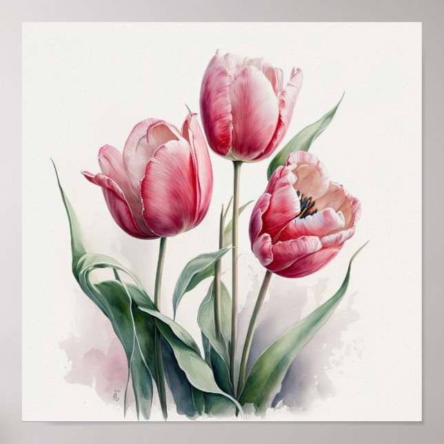 Poster d'impression de Tulipes roses (Devant)