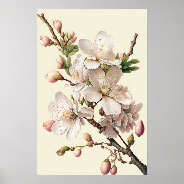 Poster d'impression des fleurs d'amande (Devant)