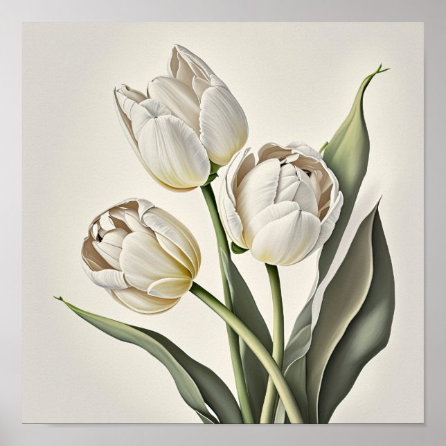 Poster d'impression des Tulipes blanches (Devant)