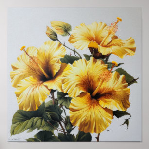 Poster d'impression d'hibiscus jaune