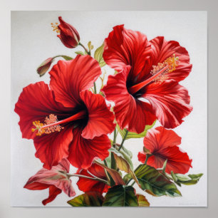 Poster d'impression d'hibiscus rouge