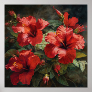 Poster d'impression d'hibiscus rouge