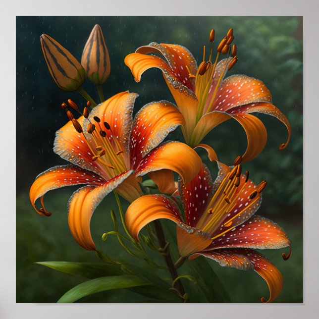 Poster d'impression d'Orange Tiger Lilies (Devant)